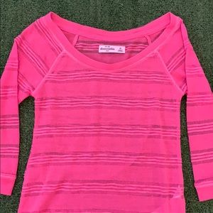 Abercrombie kids pink striped mesh top